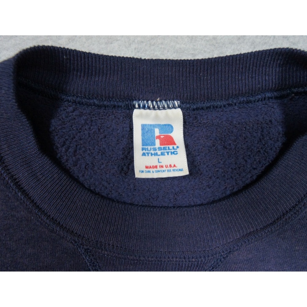 Vintage University of Michigan Sweatshirt Mens Large Blue 80s Crewneck Russell - Picture 9 of 14
